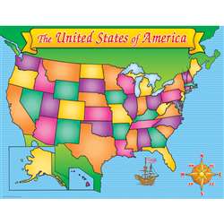 Usa Map Chart 17" X 22" By Teachers Friend