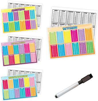 Academic Activity Place Mats 4Pk with Dry Erase Ma, TOP29049