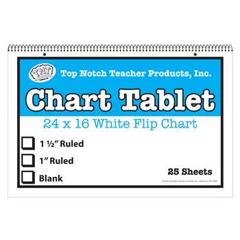 White Chart Tablet 16X24 1.5&quot; Ruled 25 Sht, TOP3863