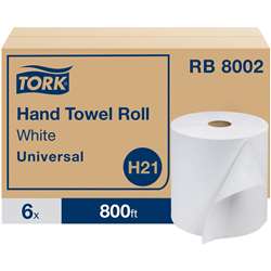 TORK Hand Towel Roll, White, Universal - TRKRB8002