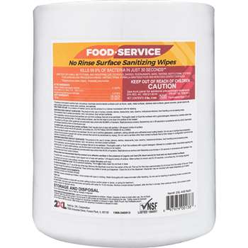 2XL No Rinse Foodservice Sanitizing Wipes - TXL446