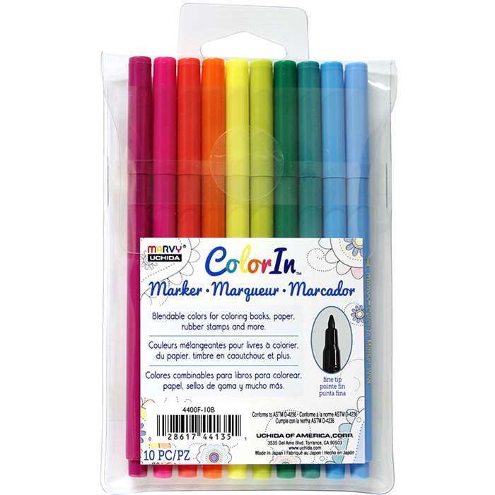 10 Piece Set Fine Tip Bright Colors, UCH4400F10B
