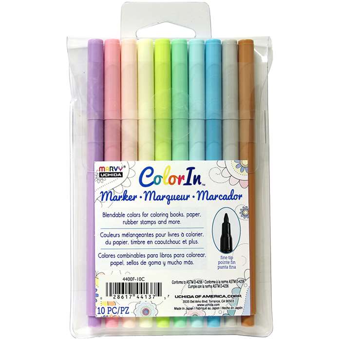 10 Piece Set Fine Tip Pastel Colors, UCH4400F10C