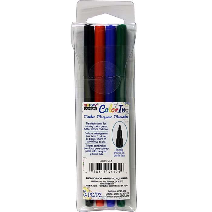 4 Piece Set Fine Tip Primary Colors, UCH4400F4A