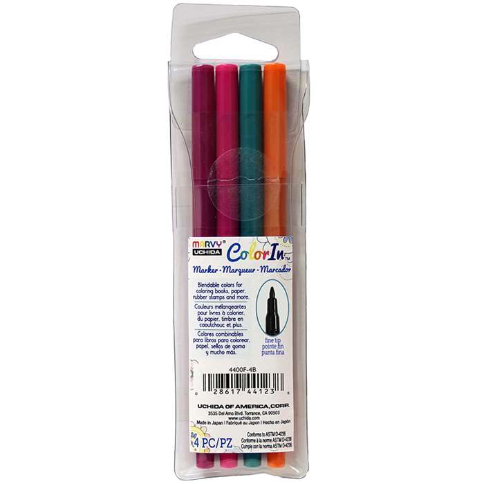 4 Piece Set Fine Tip Bright Colors, UCH4400F4B