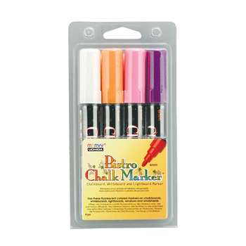 Bistro Chalk Markers Brd Tip 4 Clr Set Wht Fluor V, UCH4804B