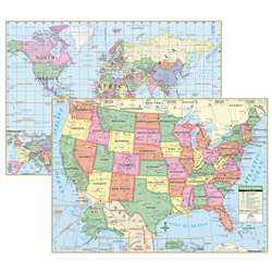 Us & World Primary Deskpad Maps 5Pk - Uni15848 By Kappa Map Group / Universal Maps