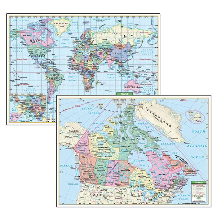 Political Maps Canada World 5/Set Deskpad - Uni15888 By Kappa Map Group / Universal Maps