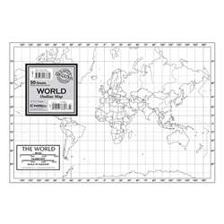 Shop Outline Map Study Pads World - Uni16320 By Kappa Map Group / Universal Maps