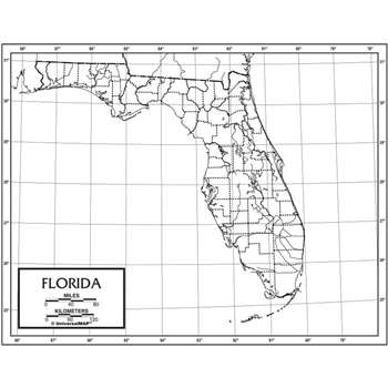 Outline Map Laminated Florida, UNI21231