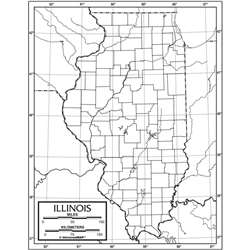 Outline Map Laminated Illinois, UNI21235