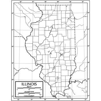 Outline Map Laminated Illinois, UNI21235