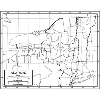 Outline Map Laminated New York, UNI21254