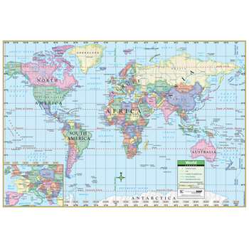 Laminated World Notebook Maps With World Facts 10P, UNIM1747927