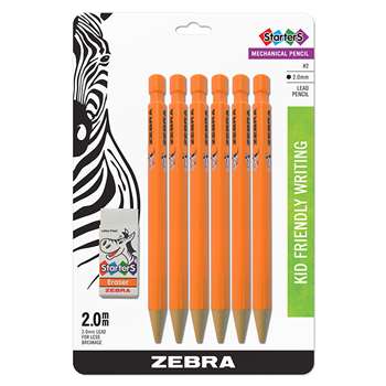 2 Hb 2Mm Mech Pencil 6Pk 1 Eraser Starters, ZEB52816