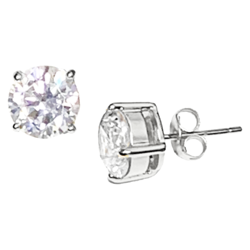 PRONG SET PUSH BACK WITH RHODIUM PLATED / EPR S ( ROUND CLEAR )