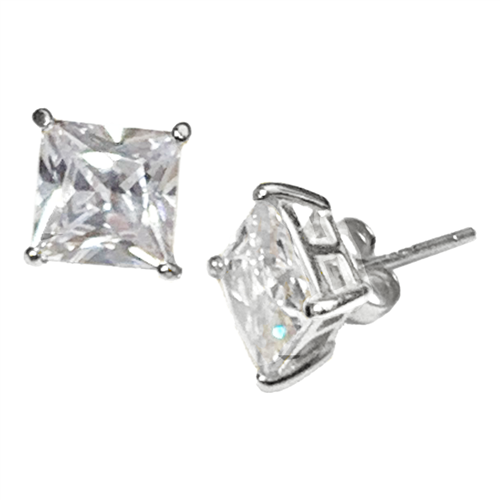 PRONG SET PUSH BACK WITH RHODIUM PLATED / EPR SQ ( SQUARE CLEAR )