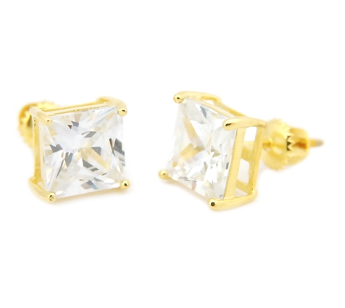 SCREW BACK EARRING (CLEAR SQUARE / 4 CUT) EPS SQ