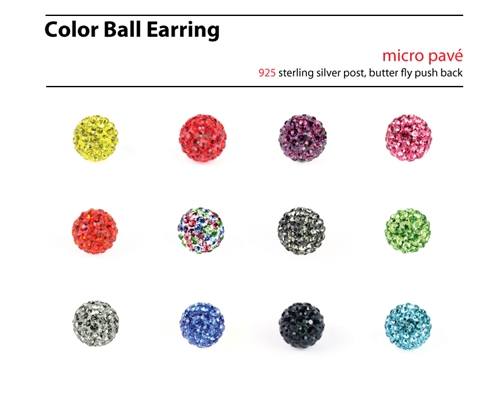 MICRO PAVE BALL EARRING / SBE