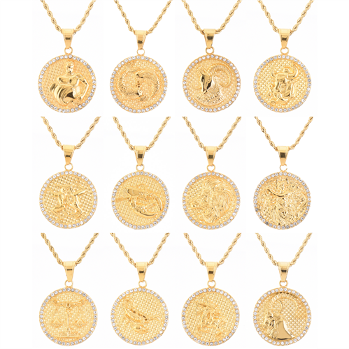 STAINLESS STEEL ZODIAC PENDANT & CHAIN SET / SCP 6000