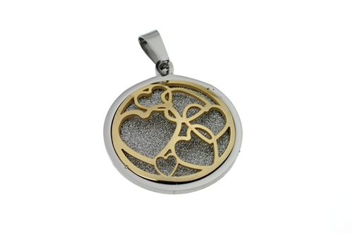 STAINLESS STEEL PENDANT (HEARTS IN MEDALLION) / SSC 206