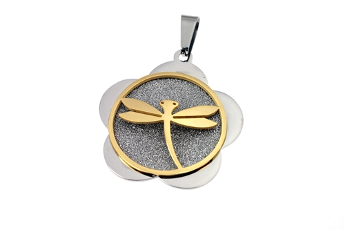 STAINLESS STEEL PENDANT (DRAGONFLY IN MEDALLION) / SSC 207