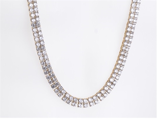 DOUBLE LINES STAINLESS STEEL STONE CHAIN 36" / SSNM 0436
