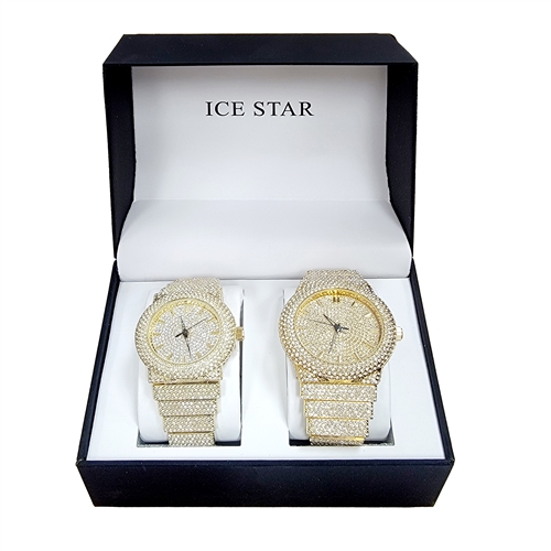 FULL STONE HIS & HERS WATCH SET / WS 9833 HH