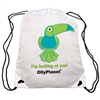 This green toucan drawstring bag is available for purchase online and is perfect for kids of all ages!