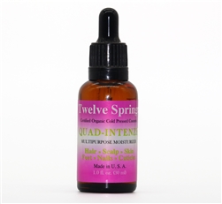 Twelve Springs 100% Pure Organic Cold Pressed Cosmetic Quad-Intenze Moisturizer 1.0 fl. oz. (30 ml)