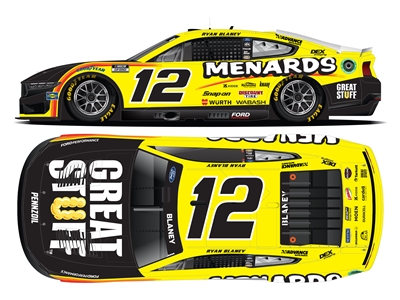 **PreOrder** 2024 Ryan Blaney #12 Menards / Great Stuff 1:24 HO Color Chrome