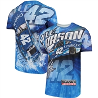 Kyle Larson #42 Credit One Bank Prism Sublimated Dry Fit Adult T-Shirt - Size Large