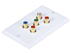 WholesaleCables.com 5 RCA Component Two-Piece Inset Wall Plate (RGB + Audio) - Coupler Type 2999