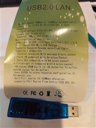 USB to LAN RJ45 Adapter - for pc's and laptops without RJ45 NETWORK PORT
