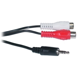 WholesaleCables.com 10A1-12206 6ft 3.5mm Stereo to Female RCA Cable 1 Male 3.5mm 2 Female RCA