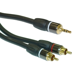 10A3-12106 6ft Premium 3.5mm Stereo Male to Dual RCA Male Cable