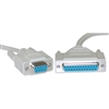 10D1-21410 10ft Null Modem Cable DB9 Female to DB25 Female UL rated 8 Conductor