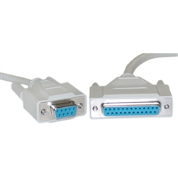 10D1-21410 10ft Null Modem Cable DB9 Female to DB25 Female UL rated 8 Conductor