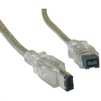 WholesaleCables.com 10E3-96006 6ft Firewire 400 9 Pin to 6 Pin Cable Clear IEEE-1394a