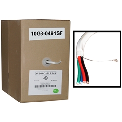10G3-491SF 500ft Speaker Cable White Pure Copper CM / Inwall rated 14/4 (14 AWG 4 Conductor) 105 Strand / 0.16mm Pullbox
