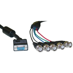 WholesaleCables.com 10H1-18101BK 1ft SVGA (HD15 Male) to BNC (5 Male) Monitor Breakout Cable Black Double Shielded