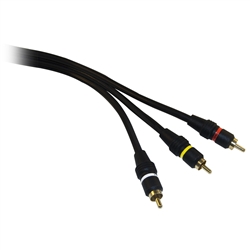10R2-03112 12ft High Quality RCA Audio / Video Cable 3 RCA Male Gold-plated Connectors