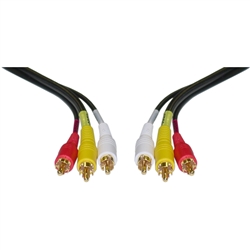 WholesaleCables.com 10R3-01106 6ft Stereo/VCR RCA Cable 2 RCA (Audio) + RCA RG59 Video Gold-plated Connectors