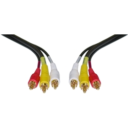 WholesaleCables.com 10R3-01125 25ft Stereo/VCR RCA Cable 2 RCA (Audio) + RCA RG59 Video Gold-plated Connectors