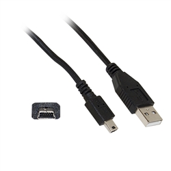 10UM-02101BK 1ft Mini USB 2.0 Cable Black Type A Male to 5 Pin Mini-B Male