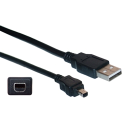10UM-02106BK-4 6ft Mini 4 Pin USB 2.0 Cable Black Type A Male to 4 Pin Mini-B Male