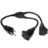 10W1-04201Y 14inch Power Y Cord Black NEMA 5-15P to Dual NEMA 5-15R 10 Amp UL/CSA rated