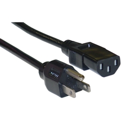 10W1-51212 12ft Shielded Computer/Monitor Power Cord Black NEMA 5-15P to C13 10 10 Amp UL/CSA rated