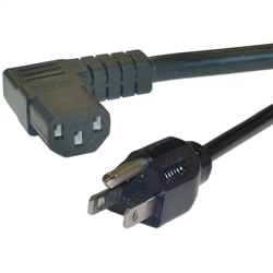 10W2-06225 25ft Right Angle Computer/Monitor Power Cord Black 14 AWG 15 Amp UL/CSA rated