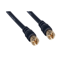 10X2-01112 12ft F-pin  RG59 F-pin Coaxial Cable with Gold connectors, Black